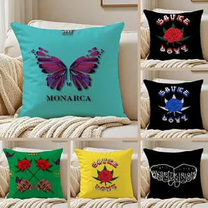 E-Eladio Carrion S-Sauce B-Boyz Cushion Cover Ultra-Soft Short Plush Pillowcase | Double-Sided Printed Cushion Cover | Washable Hidden Zipper | Skin-Friendly & Breathable | Suitable for all seasons | Home Decor Gift