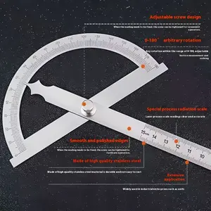 Stainless Steel Hollow Angle Ruler, Woodworking Building Measurement Tool, 180 Degree Semi-Circular Protractor, Drawing Design Measure