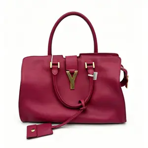 Pre-owned Yves Saint Laurent YSL Saint Laurent Rose Red Full Leather Cabas Y Buckle Handbag 29.5*14*19cm th260511056