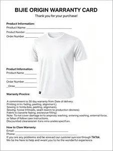 5-1 High-Quality T-Shirt,Fast Shipping,T-Shirt Warranty Card