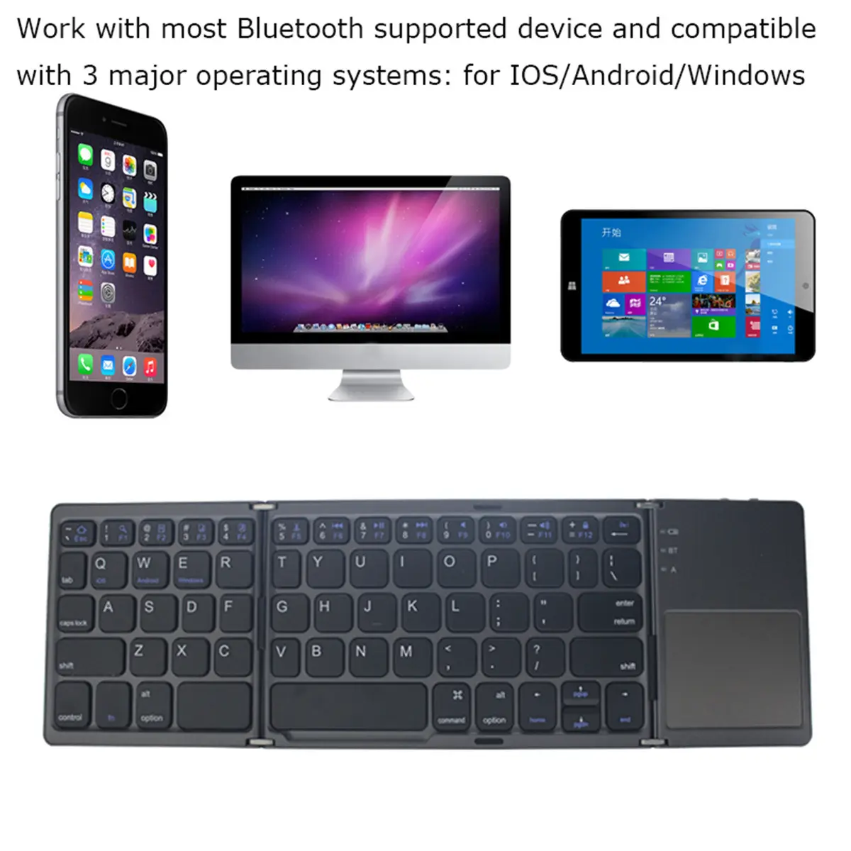 Foldable Wireless Bluetooth Keyboard Portable Universal Bluetooth Keyboard for Mobile Phones and Tablets Touch Keyboard