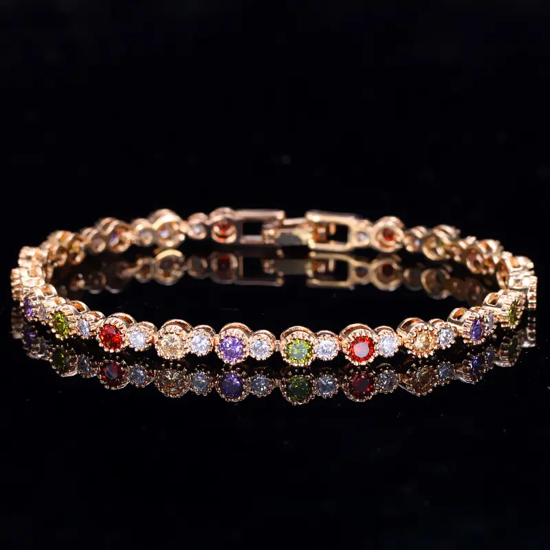 14K Gold Plated Cubic Zirconia Tennis Bracelet Stackable Hypoallergenic Jewelry for Women
