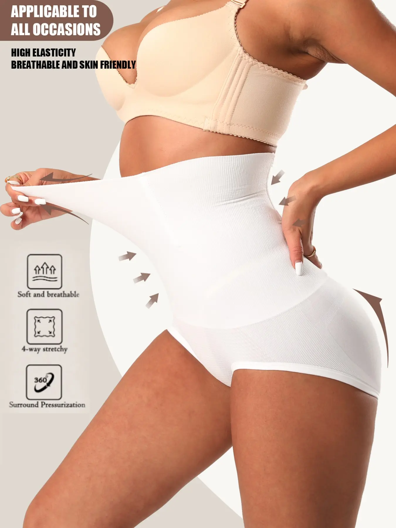 1pc High Waist Tummy Control Panties Shaping Women's Elegant Chic Seamless Smooth Body Shaper Waist Trainer Ladies Slimming Reducing Girdles Belly Waist Support Underwear Shapewear Briefs Sheath Butt Lifter Lingerie