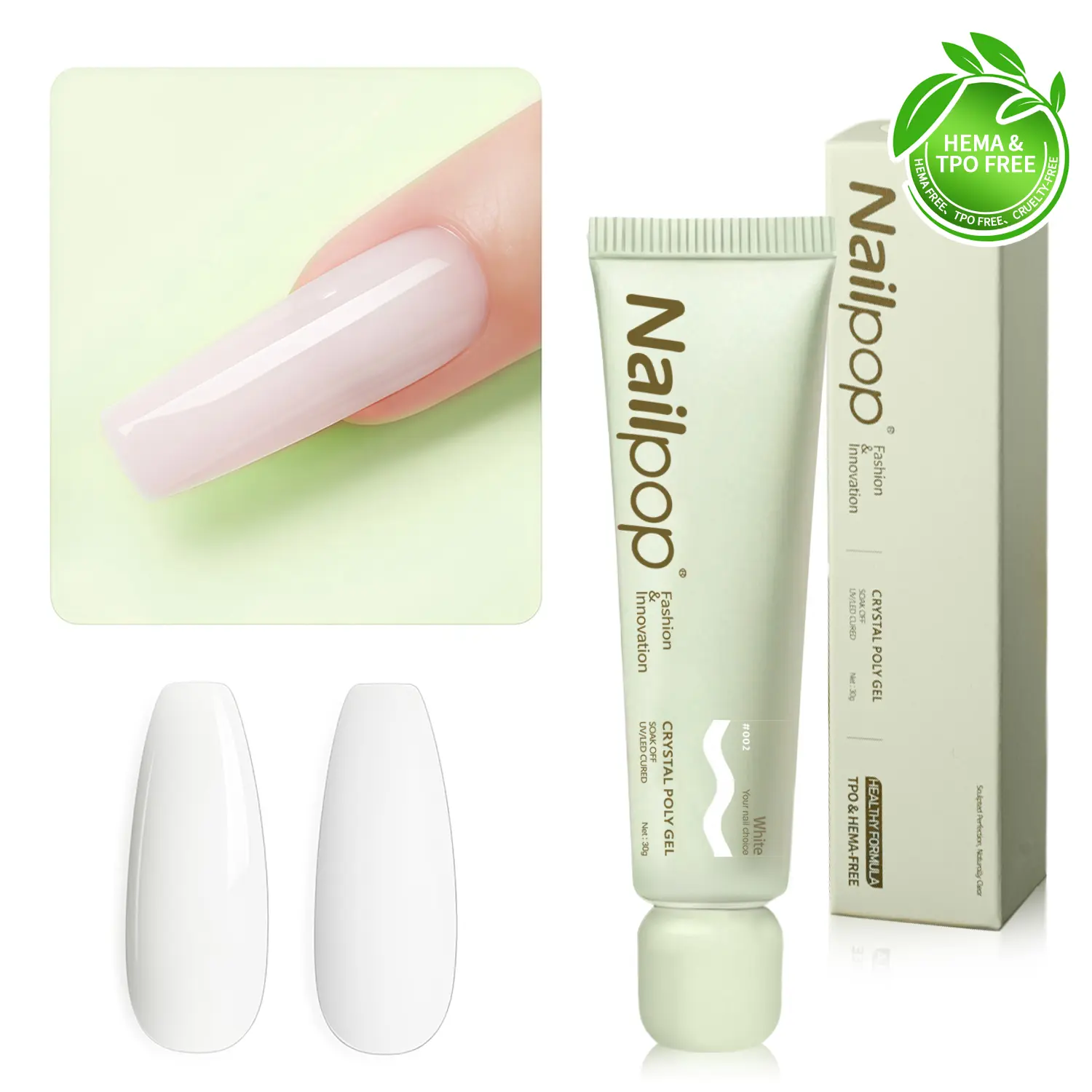 Nailpop Poly Gel Builder for Luminous Nail Extensions, Flexible HEMA-Free Formula for an Elegant Manicure at Home & Easy Nail Art, 30g, Gel Nails At Home, Hema/Tpo Free