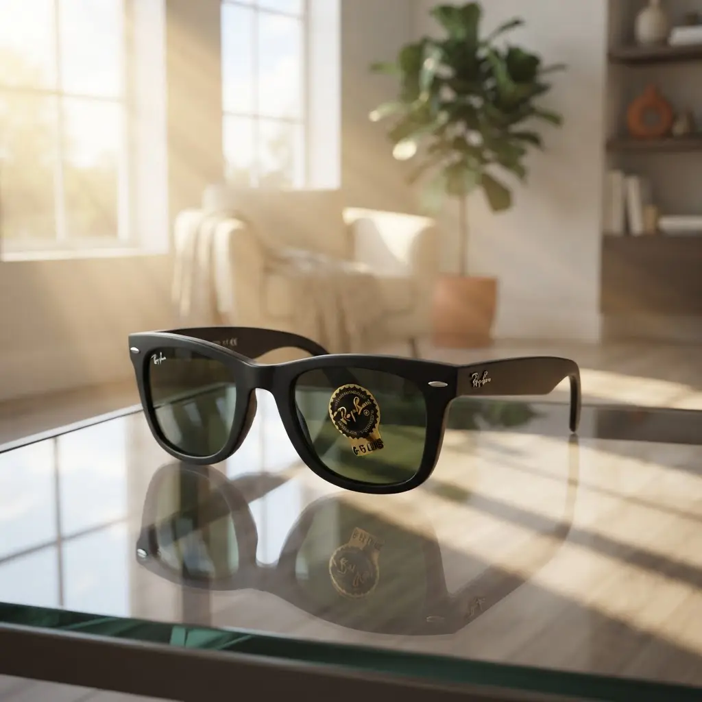 Ray-Ban Wayfarer Sunglasses for Men & Women – Shiny Black Frame with Green Lenses