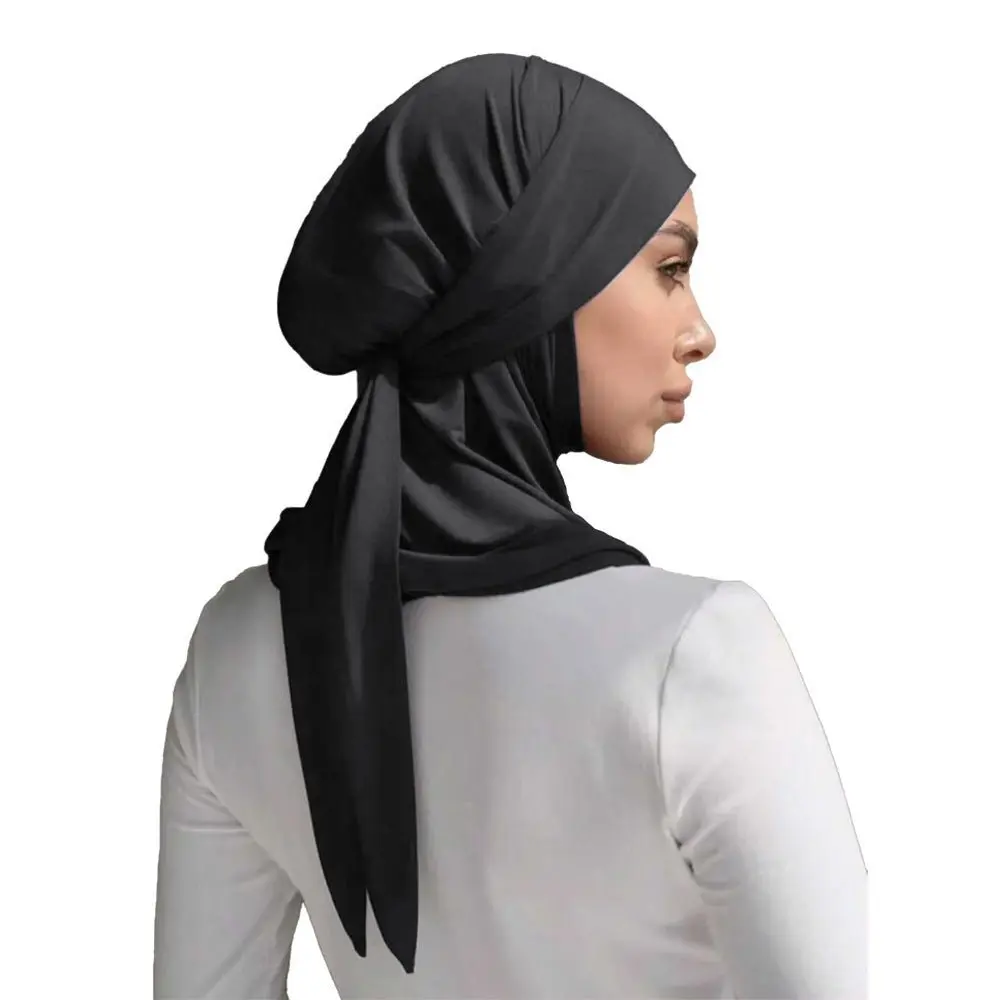 Women's Casual Breathable Adjustable Hijab Undercap Underscarf with Ties - 1 Size Fits All Solid Color Head Scarf for Autumn Daily Modest Wear (MH157), Breathable Undercap Underscarves
