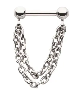Double Dangle Chain Threadless Titanium Barbells