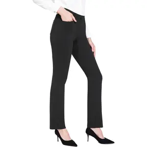 baleaf Women's Yoga Dress Pants 29"/31" Stretchy Work Slacks Business Casual Straight Leg Pull On Pants with Pockets