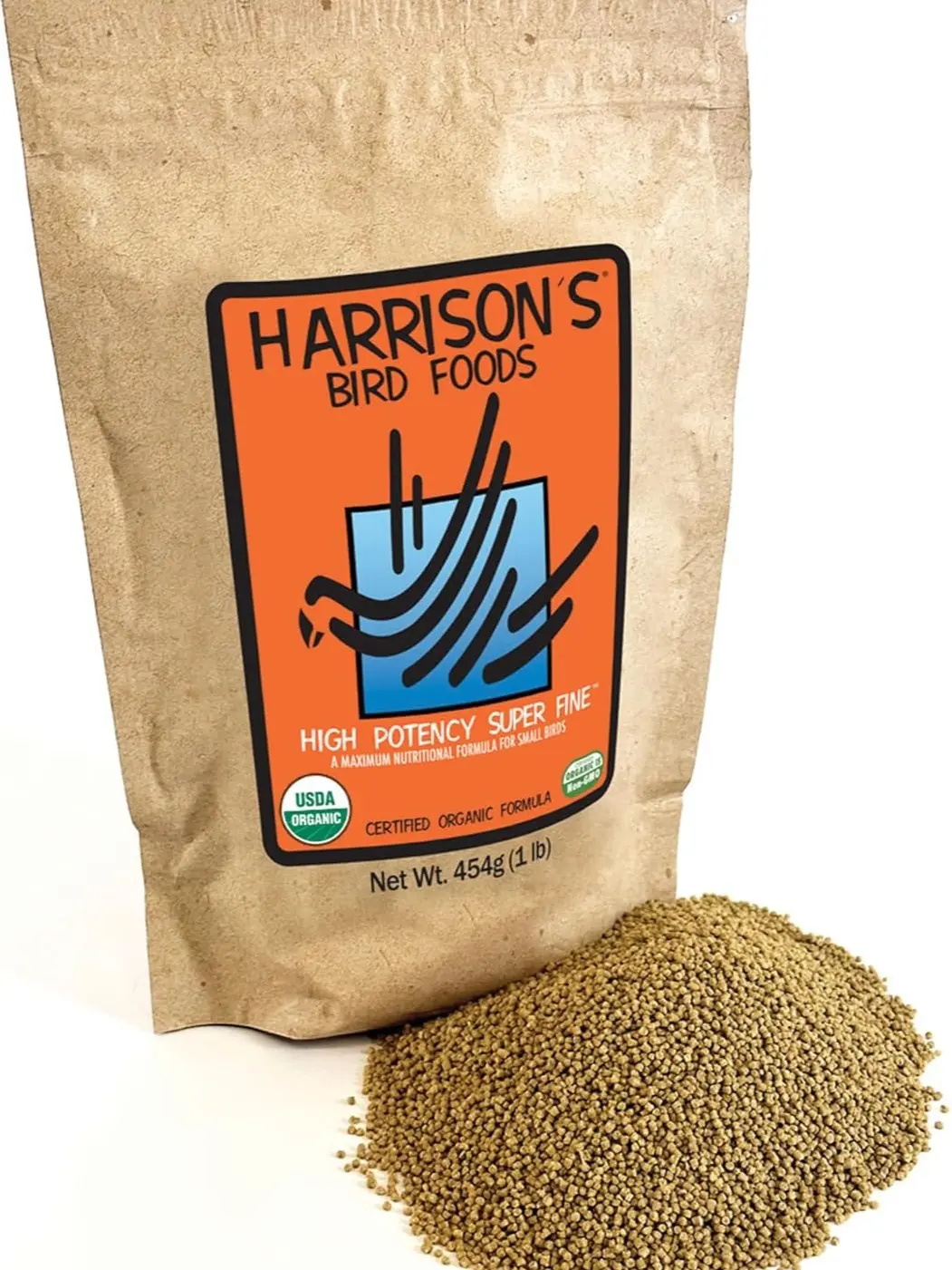 Bird Foods High Potency Maximum Nutritional Formula for Small to Medium Birds, Certified Organic Non-GMO Pet Bird Food, Vet-Developed, Suitable for All Life Stages, 454 g/ 1 lb