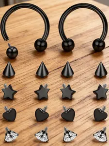 1 Set Black Unisex G23 Titanium Piercing Ring Pack for Women Men Gentle Skin-friendly Property Steady Texture Great for All-day Long-term Daily Wearing Practical Internally Threaded Design Effortless Wearing
