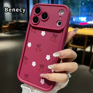 Phone Case for iPhone 17 Pro Max 16 Plus 15 14 13 12 11 Air E Cherry - flower symphony Anti-Scratch Shockproof Soft Silicone Protective Cover
