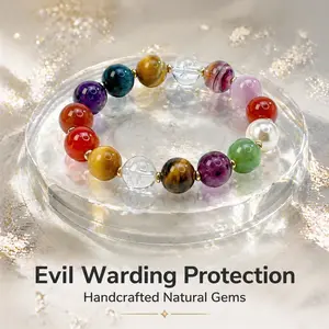Colorful Chakra Crystal & Jade Beaded Bracelet, Money & Power Luck Attracting Healing Energy Jewelry, Unisex Stretch Bracelet, Ideal Health Gift for Men Women