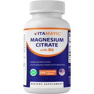 Vitamatic Magnesium Citrate 500mg per Serving - 180 Vegetarian Capsules (Provides 150 mg of Elemental Magnesium) - Added B6 for Maximum Absorption - Supports Muscle, Joint, and Heart Health*