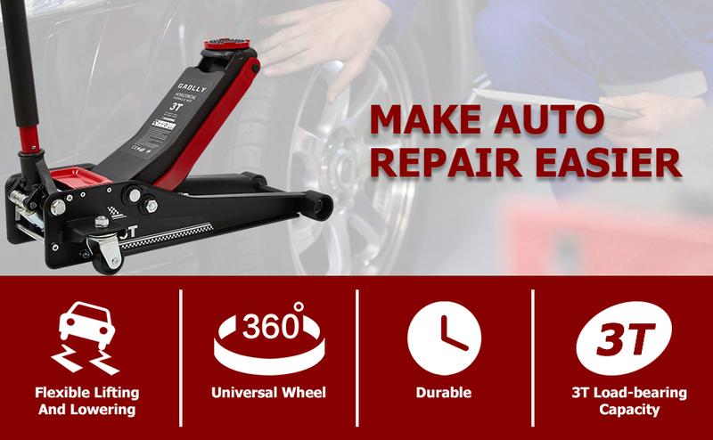 Professional Grade 3-Ton Low Profile Floor Jack | Effortless Lifts for Low-Clearancelearance Vehicles & Racing