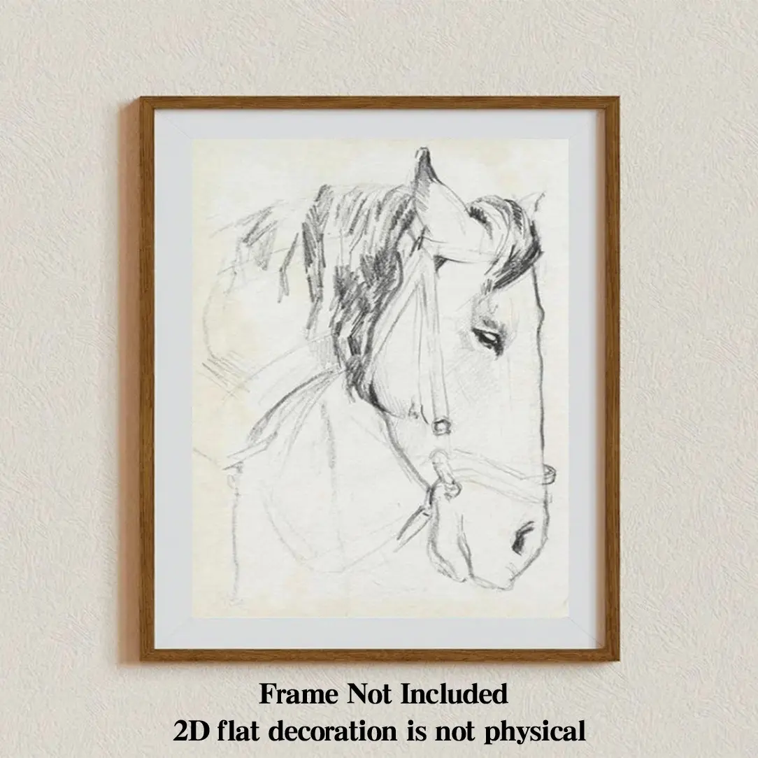 Equestrian Wall Art Decor, 8x10 Inch Frameless Horse with Saddle, Unique Gift for Equestrians, Home & Office Decoration