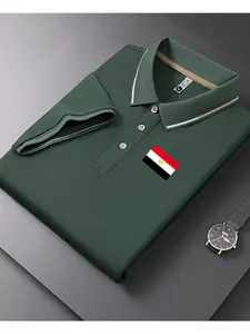 Men's Casual Summer Print T-Shirt, Fashionable Short Sleeve Top, Geometric Design, Lightweight Breathable Polo Shirt