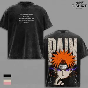 Pain - NRT Vintage Washed Shirt Anime Graphic Tee Akatsuki Leader Streetwear Oversized T Shirt Gift for NRT Fans TPB