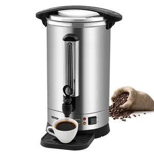 VEVOR Commercial Coffee Urn,  65 Cups Stainless Steel Large Coffee Dispenser, 1500W 110V Electric Coffee Maker Urn For Quick Brewing, Hot Water Urn with Detachable Power Cord for Easy Cleaning, Silver