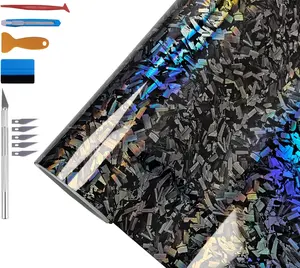 1Ft x 5Ft Forged Carbon Fiber Wrap for Cars, High Gloss Car Wrap Vinyl Roll, PVC Self-Adhesive Auto Decal Film Body Interior Wrapping Stickers Coating