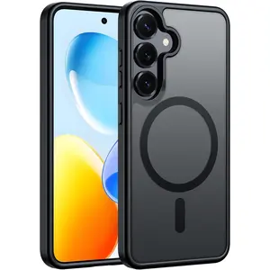 for Samsung Galaxy S25 Case: for Galaxy S24 Cases Magnetic Military Grade Drop Protection Translucent Cell Phone Cover - Slim Durable Shockproof Protective Bumper Cases- 6.2 inches (Black)