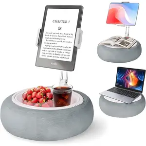 Pillow tablet stand, Tablet stand holder, all-metal and soft washable flannel material, 360-degree adjustable bed phone stand with snack bowl, office nap pillow, with detachable accessory tools, suitable for home or office