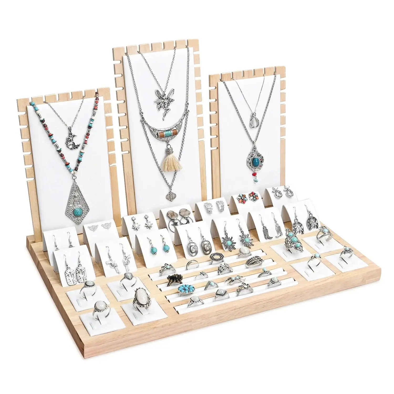 #DPS6700LWH  Wood Jewelry Display Set