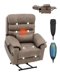 【Super Brand Day】VEVOR Power Lift Recliner Chair with Heat and Massage Electric Recliner Light Brown, Storage, Heating, Modes,DEALS FOR YOU