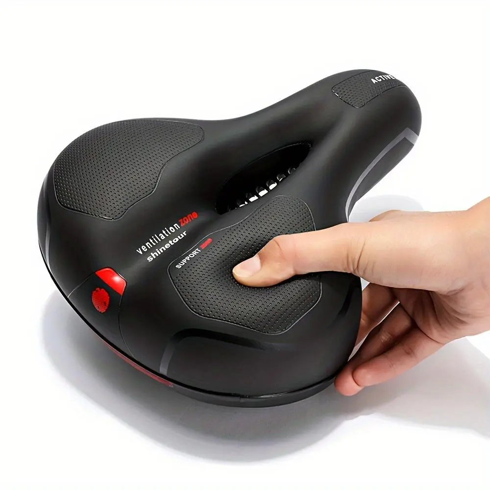 Breathable Bicycle Saddle, Waterproof & Shock Absorption Mountain Bike Saddle with Shock Absorption Ball & Reflective Strip, Comfort  Bike Seat for Outdoor Cycling, Mountain Ebike, MTB Seat