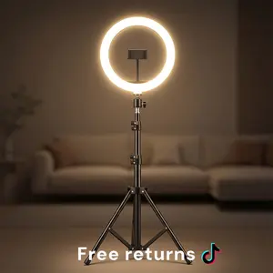 12" Dimmable Desk Makeup Ring Light with 43" Adjustable Stand - Video Light Perfect for Smartphone, Video Vlog Live Stream, YouTube, TikTok, Makeup, Zoom Call, Product Reviewers#Easter Day#SummerVibes