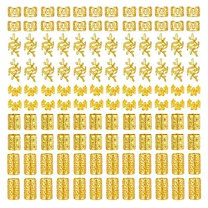 120 Pcs Gold Hair Jewelry Kit for Braids, Dreadlocks – 5 Styles Hair Rings, Cuffs & Clips, Braid Accessories for Black Women, Hair Decorations for Box Braids