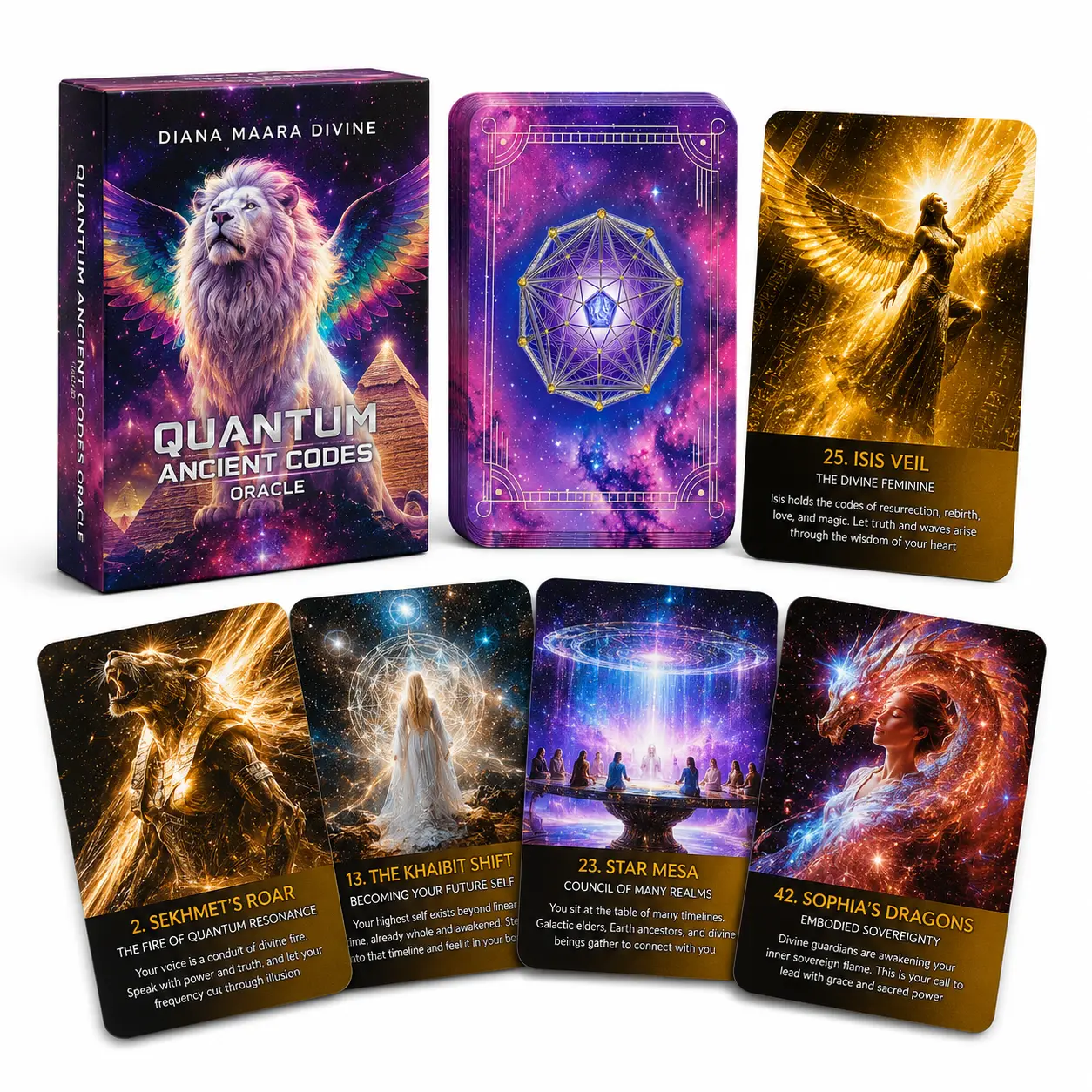 Ancient Codes Quantum Oracle Deck: Light Codes, Egypt Mysticism, Isis, Sekhmet, Sacred Geometry, Divination, Spiritual, Love Gift
