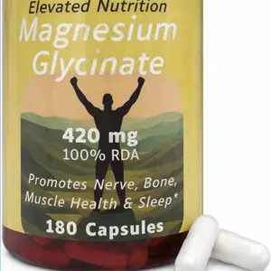 Magnesium Glycinate Mineral Supplement, 100% RDA, 180 Capsules, Healthcare Support from Elevated Nutrition - Electrolytes, Minerals, Vitamin, Bone and Mitochondrial Support