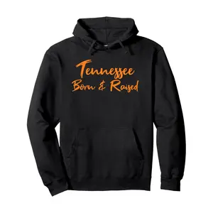 Classic Tennessee Born & Raised Printed Pullover Hoodies Casual Sweatshirt Long Sleeve Hoodie Perfect Christams Birthday Holiday Gift for Autumn and Winter Outdoors and Sports Wear