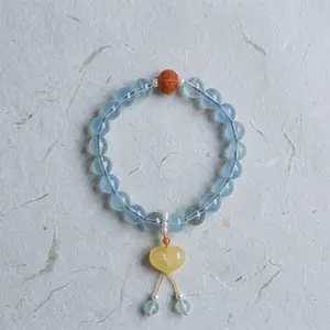 Aquamarine & Honey Peach Bracelet