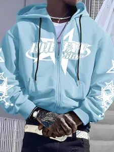 Y2K Vintage Unisex Casual Jacket, Fall & Winter Hooded Coat, Star Logo Design, Street Style, Warm Daily Wear