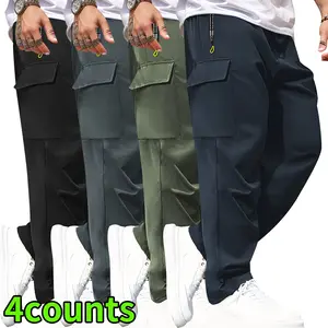 Men's Plain Mid-Waist Spring-Autumn Pants, Letter Green with Zipper Pocket, Fashionable Large Patch Pocket, Drawstring Elastic Waist, Suitable for Jogging, Hiking, Valentine's Day Gift, Mid Waist Pants