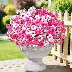 Artificial Flowers for Outdoors, 12 Bundles Fake Outdoor Trumpet Flower UV Resistant, Realistic Artificial Plants for Decoration, Fake Flowers for Front Porch Patio Outdoor Spring Decor