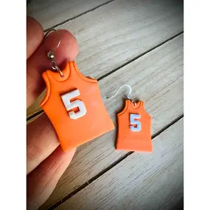 Customizable Basketball Jersey and Number Earrings Customizable Basketball Earrings For Mom Clay Dangle Earrings