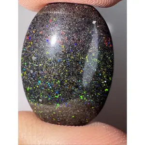 15ct Australian Andamooka Black Matrix Rainbow Opal Gemstone Cabochon 22x15mm