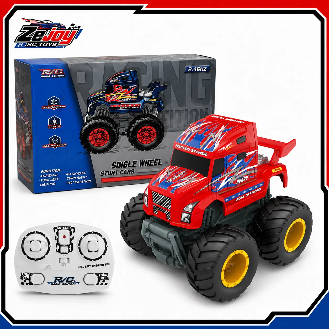 360° Flip RC Stunt Car, 2.4GHz Gesture Controlled 4WD Vehicle with LED Lights, Double-Sided Off-Road Driving and USB-C Rechargeable Battery