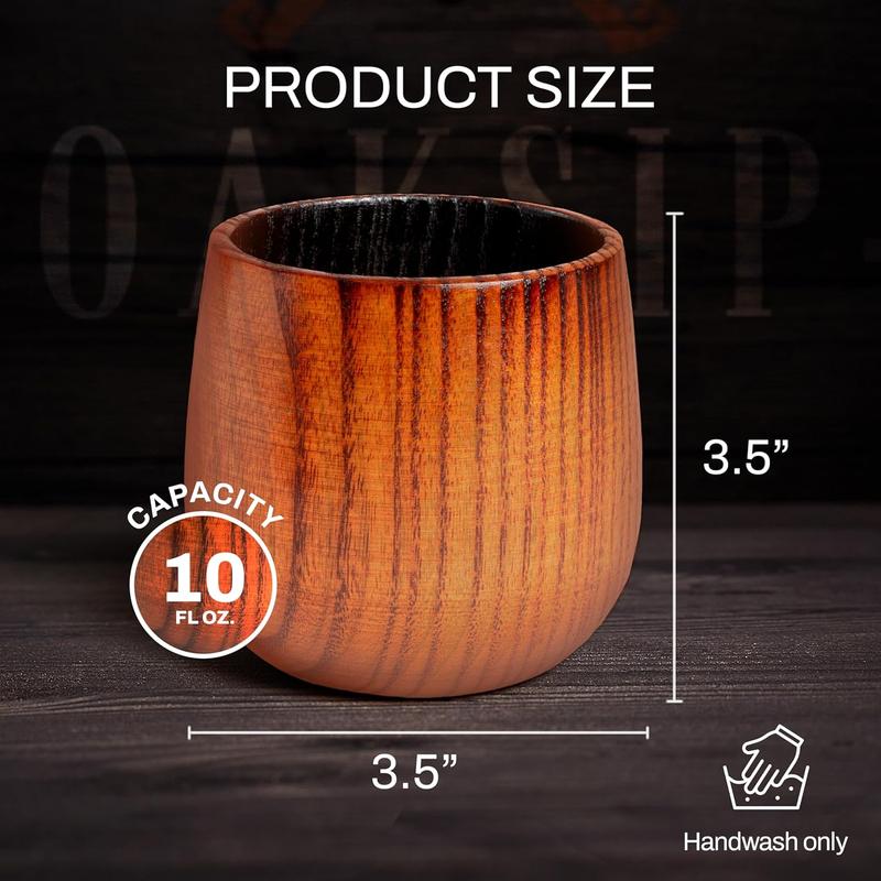 Oaksip - Wooden Whiskey & Bourbon Drinking Glass Tumbler Cup, Charred or Uncharred Old Fashioned Glass, Perfect Gift for Men, Traditional Drinkware, Perfect Holiday Gift