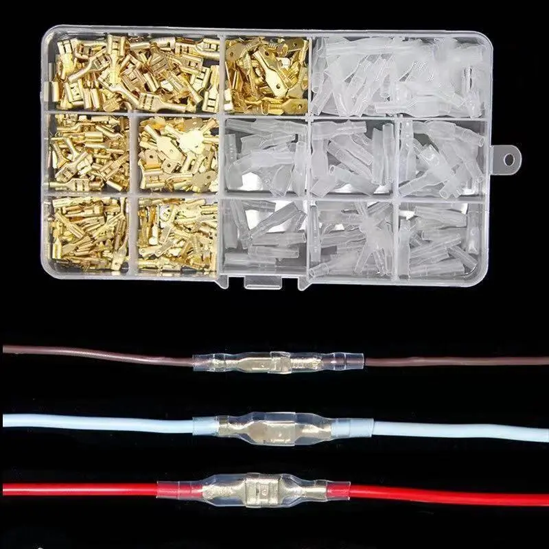 270pcs/box Insulated Male Bus Connector 2.8 4.8 6.3mm Electrical Crimping Terminal Spade Connector Combination Kit Durable Reliable Connectors