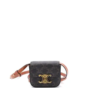 Pre-owned Celine Canvas Coated Shoulder Bags Triomphe Shoulder Bag Triomphe Coated Canvas Mini by Rebag