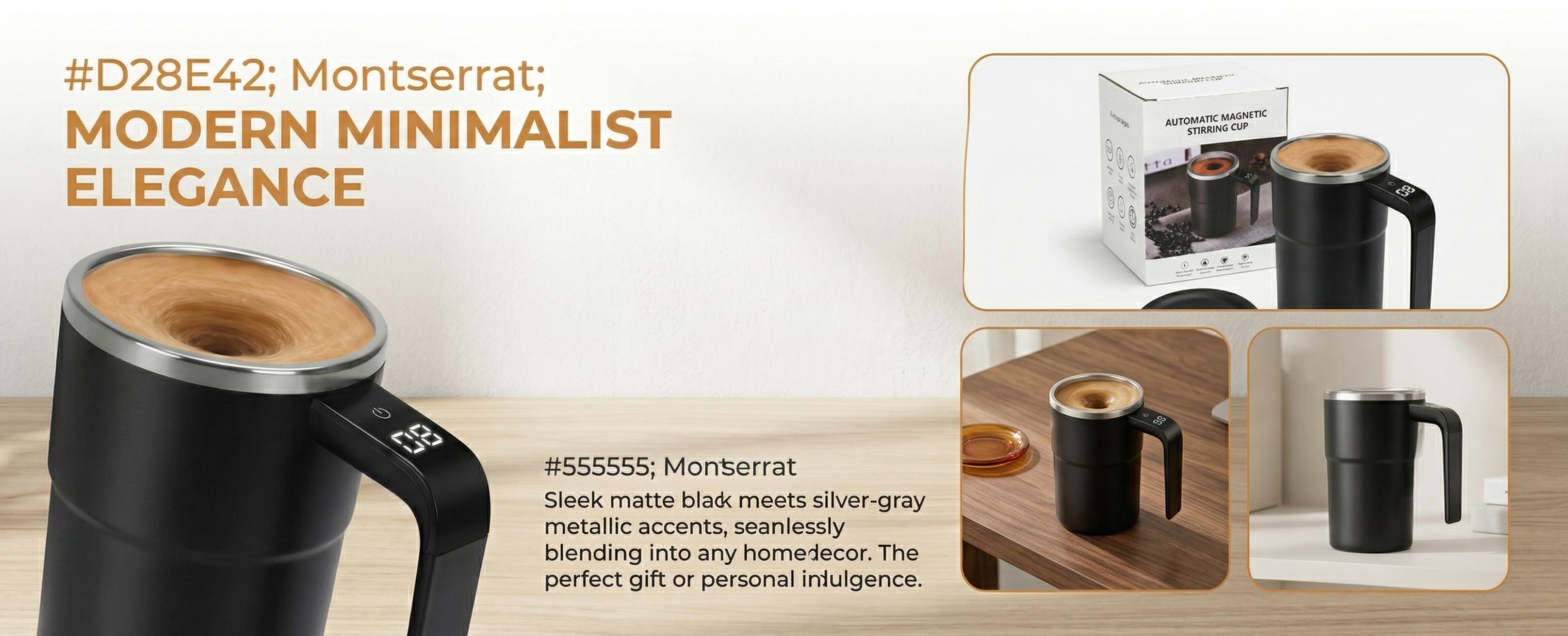 【Automatic Magnetic Self Stirring Coffee Mug】 Rechargeable Stainless Steel Insulated Mixing Cup with Lid for Coffee Milk Tea Hot Chocolate and Protein Powder ,LCD Thermometer for Milk/Cocoa at Office/Kitchen/Travel