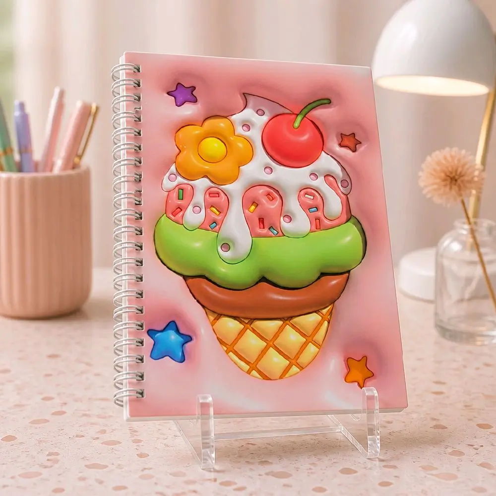 Trendy Lined Notebooks with Ice Cream Cone Design Choose Your Favorite Notebook for Notes and Sketches