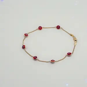 14k Red Evil Eye Bracelet, Size 7, 14k Gold Bracelet for Jewelry Accessories Collection