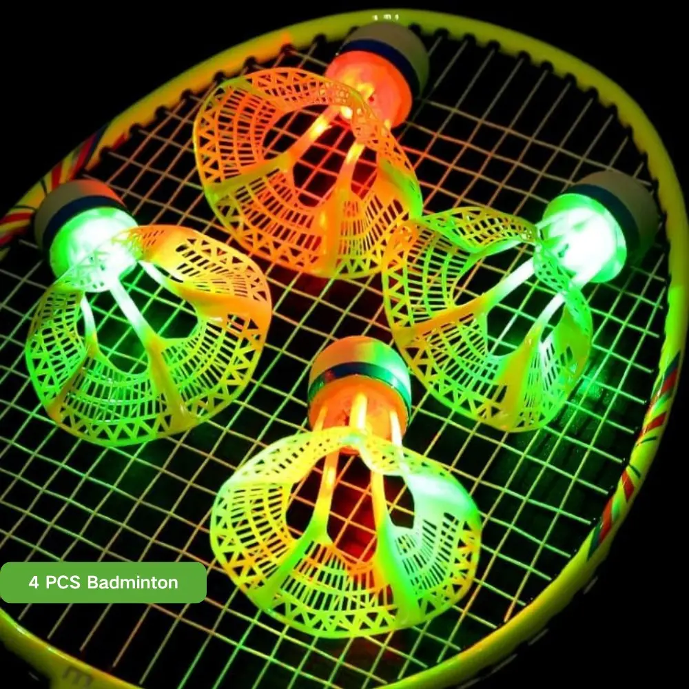 4 Pcs Windproof Glow-In-The-Dark Nylon Badminton, High Elasticity Durable, Indoor/outdoor Night Use, Wear-Resistant, Badminton Shuttlecock