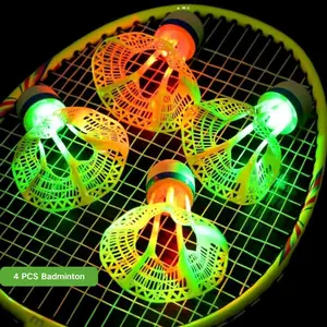 4 Pcs Windproof Glow-In-The-Dark Nylon Badminton, High Elasticity Durable, Indoor/outdoor Night Use, Wear-Resistant, Badminton Equipment