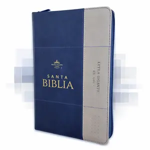 Biblia con Cierre Letra Gigante Manual 14 puntos RV1960 imit piel azul marino y gris con índice