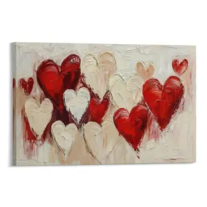 Valentine's Day Canvas Wall Art, Romantic Red Heart Poster for Living Room, Bedroom Sweet Valentine Pictures Artwork for Wall & Home Decor Gift for Her